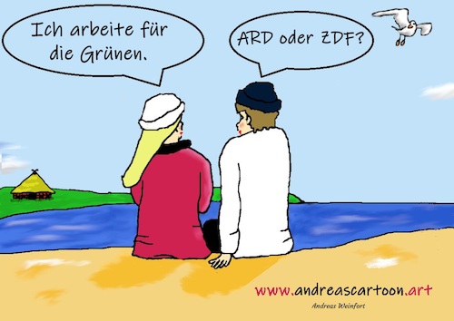 Cartoon: Fernsehen (medium) by andreascartoon tagged tv,ard,zdf,grün,unabhängig,parteilos,parteiisch