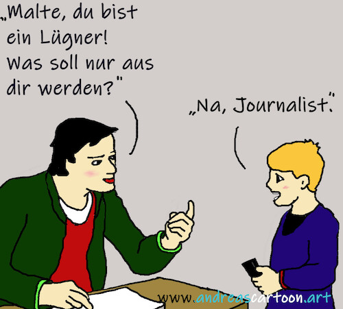 Cartoon: Journalismus (medium) by andreascartoon tagged presse,journalist,meinung,lüge,wahrheit,zeitung,tv