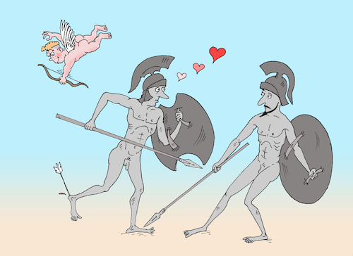 Cartoon: angel (medium) by Tarasenko  Valeri tagged achilles,hector,wound,heel,angel,arrow,love