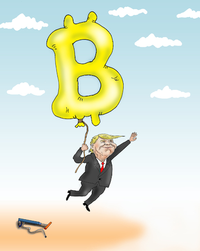 Cartoon: Bitcoin (medium) by Tarasenko  Valeri tagged trump,bitcoin,economy,politics