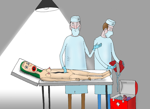 Cartoon: brain transplant (medium) by Tarasenko  Valeri tagged surgery,doctors,organs