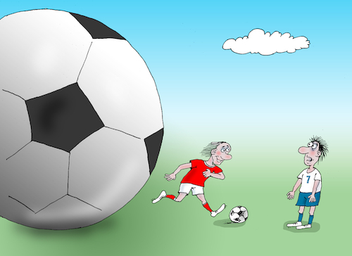 Cartoon: size (medium) by Tarasenko  Valeri tagged ball,football,size,threat,sport