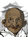 Cartoon: Mahatma Gandhi in front of the t (small) by laodu tagged mahatma,gandhi,was,assassinated,on,january,30,1948