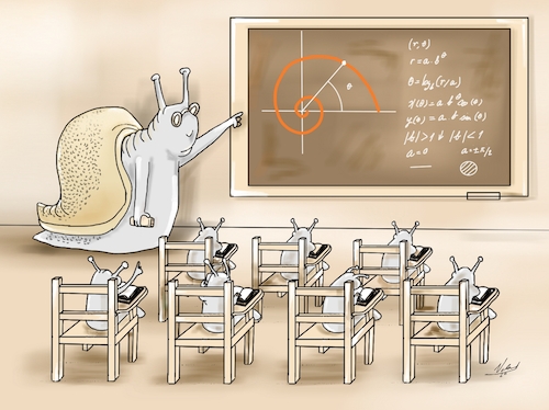 Cartoon: Espiral logaritmica (medium) by Roberto Castillo tagged math2022,voland