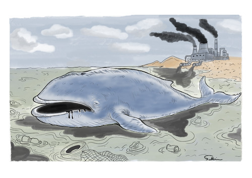 Cartoon: Sea Pollution (medium) by sally cartoonist tagged pollution,sea,ocean,destruction,environment,animals,climate,epidemics,newspapers,magazines,pollution,sea,ocean,destruction,environment,animals,climate,epidemics,newspapers,magazines