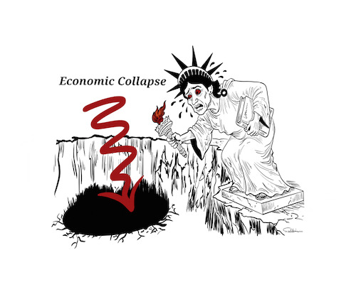Cartoon: Statue of Liberty (medium) by sally cartoonist tagged collapse,economy,crisis,market,trade,national,international,war,politicians,taxes,collapse,economy,national,international,war,politicians,taxes