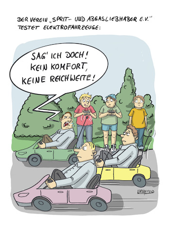 Cartoon: E-Mobilität im Test (medium) by SandraNabbefeld tagged cartoon,cartoonist,cartoonistin,humor,satire,absurd,verkehr,auto,automobil,mobilität,mobility,eauto,elektroauto,strom,reichweite,gegner,erneuerbar,energie,sandranabbefeld,nabbefeld,nabbefeldcartoon,cartoonlobby,rheinischehumorverwaltung,cartoon,cartoonist,cartoonistin,humor,satire,absurd,verkehr,auto,automobil,mobilität,mobility,eauto,elektroauto,strom,reichweite,gegner,erneuerbar,energie,sandranabbefeld,nabbefeld,nabbefeldcartoon,cartoonlobby,rheinischehumorverwaltung