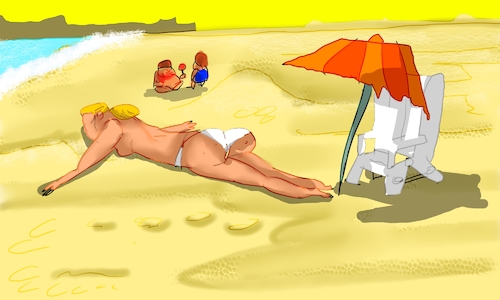 Cartoon: such a sunny and hot day (medium) by sal tagged cartoon,comic,strip
