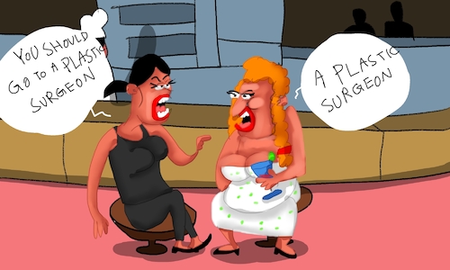 Cartoon: suzi with plastic surgery (medium) by sal tagged cartoon