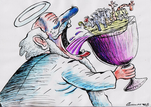 Cartoon: Alkohol (medium) by Siminoga Vadim tagged noah,alcohol,god,beasts,suchtriegel