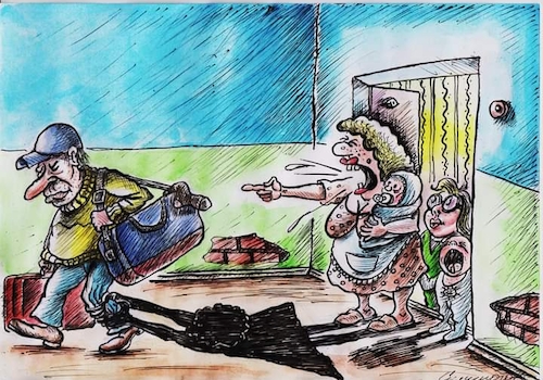 Cartoon: Die Familie (medium) by Siminoga Vadim tagged familie,kinder,gesundheit,hobby,einkaufen,kochen