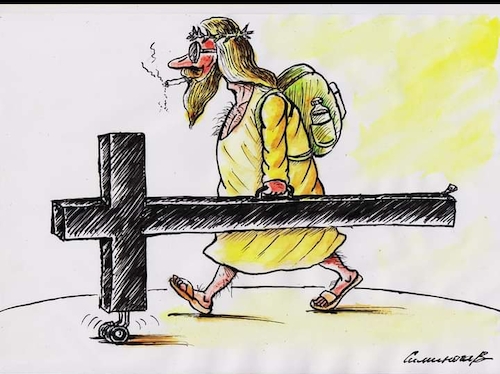 Cartoon: Kreuzen (medium) by Siminoga Vadim tagged religion,idole,geist,trost,opfer