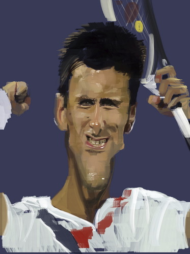 Cartoon: Novak Djokovic (medium) by sanakym tagged sport,tennis,novak,djokovic,serbia