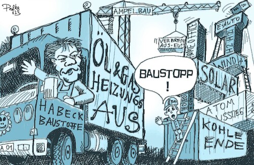 Cartoon: Baustopp (medium) by pefka tagged habeck,öl,gas,heizung