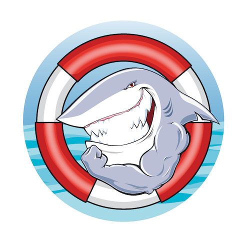 Cartoon: Shark Stark (medium) by Toonster tagged hai,shark,rettungsring,wasser,muskeln,training,zähne,stark