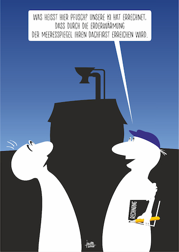 Cartoon: KI im Handwerk (medium) by Büro für gehobenen Unfug tagged handwerk,ki,ai,bauen,installation,erderwärmung,meeresspiegelanstieg
