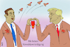 Cartoon: Wir lieben Vorwärtsverteidigung (small) by Arni tagged donald,trump,usa,benjamin,netanjahu,krieg,angriff,verteidigung,vorwärts,vergeltung,auge,einig