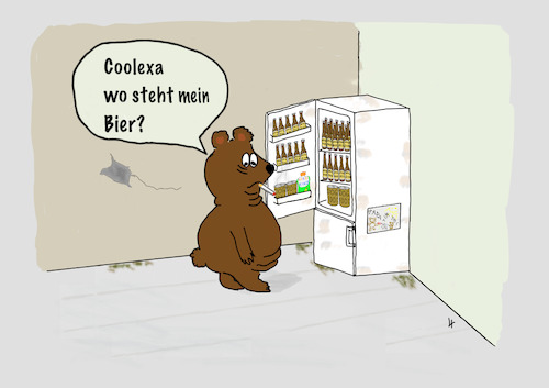 Cartoon: Intelligenter Kühlschrank (medium) by Gabi Horvath tagged ki,sprechender,kühlschrank,technik,vernachlässigung