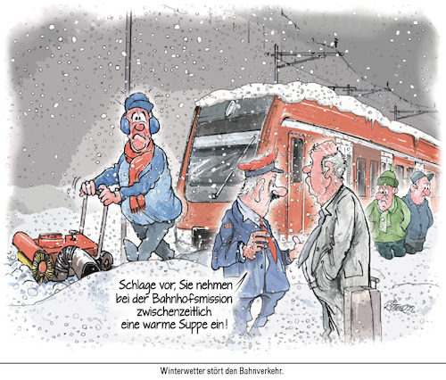 Cartoon: Bahn (medium) by Ritter-Cartoons tagged winterwetter