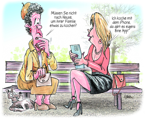 Cartoon: Digitales Zeitalter (medium) by Ritter-Cartoons tagged iphone,iphone