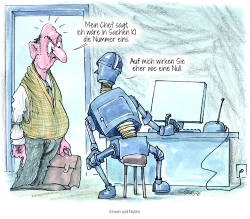 Cartoon: Einsen und Nullen (medium) by Ritter-Cartoons tagged ki,pressekarikaturen,und,cartoons,von,berthold,ritter,bei,facebook,unter,ritterkarikaturen,ki,pressekarikaturen,und,cartoons,von,berthold,ritter,bei,facebook,unter,ritterkarikaturen