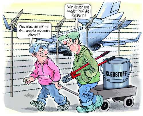 Cartoon: Gelangweiltes Gesindel (medium) by Ritter-Cartoons tagged flughafen,flughafen