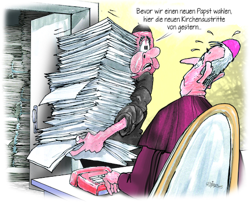 Cartoon: Kirchenaustritte (medium) by Ritter-Cartoons tagged kirchenaustritte,stapelweise,kirchenaustritte,stapelweise