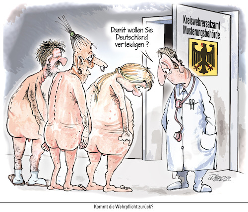 Cartoon: Kommt die Wehrplicht zurück? (medium) by Ritter-Cartoons tagged wehrplicht