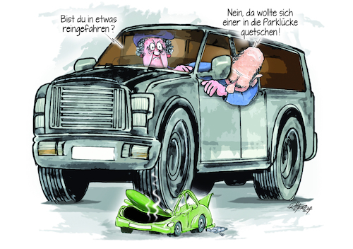 Cartoon: Parkplatznot (medium) by Ritter-Cartoons tagged verkehr