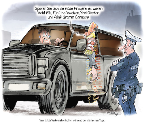 Cartoon: Verkehskontolle (medium) by Ritter-Cartoons tagged fasching
