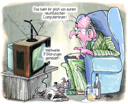 Cartoon: Weltweite IT-Störungen (medium) by Ritter-Cartoons tagged weltweite,it,störungen,weltweite,it,störungen