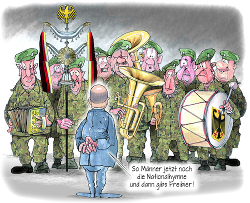 Cartoon: Zapfenstreich Olaf Scholz (medium) by Ritter-Cartoons tagged zapfenstreich,olaf,scholz,bundeswehr,zapfenstreich,olaf,scholz,bundeswehr