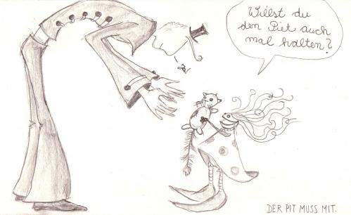 Cartoon: marionettenmann und erbsenpuppe (medium) by armella tagged marionettenmann,erbsenpuppe