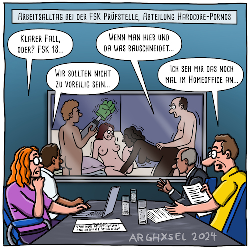 Cartoon: In der FSK Prüfstelle (medium) by Arghxsel tagged liebe,sexualität,selbstbefriedigung,pornografie,paarung,bett,fortpflanzung,doggystyle,nackt,film,pornofilm,internet,liebe,sexualität,selbstbefriedigung,pornografie,sex,paarung,bett,fortpflanzung,doggystyle,nackt,film,pornofilm,internet