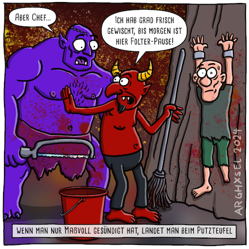 Cartoon: In der Hölle des Putzteufels (medium) by Arghxsel tagged teufel,satan,hölle,belzebub,dämon,putzteufel,höllenqualen,folter,fegefeuer,verdammnis,ewig,jüngster,tag,apokalyptisch,teufel,satan,hölle,belzebub,dämon,putzteufel,höllenqualen,folter,fegefeuer,verdammnis,ewig,jüngster,tag,apokalyptisch