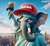 Cartoon: Lady Maga (small) by MorituruS tagged lady,liberty,freiheitsstatue,freiheitssymbol,us,wahl,donald,trump,zweite,amtszeit,freiheit,demokratie,autokratie,beschädigung,justiz,lügen,verurteilter,straftäter,maga,make,america,great,again,cartoon,karikatur,moriturus