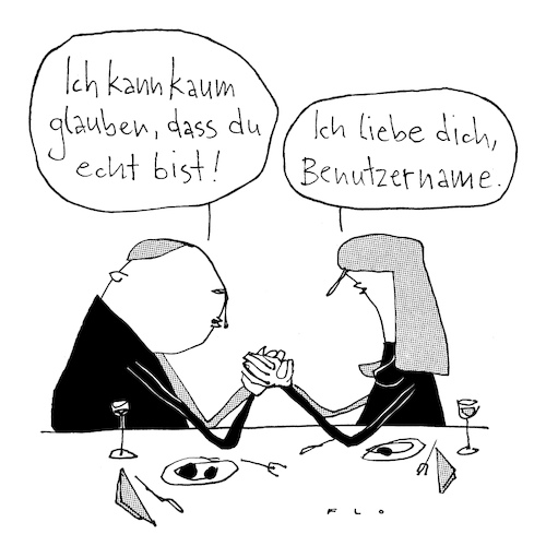 Cartoon: Benutzername (medium) by F L O tagged benutzername,liebe,date,candlelightdinner,mann,frau,onlinedating,benutzername,liebe,date,candlelightdinner,mann,frau,onlinedating