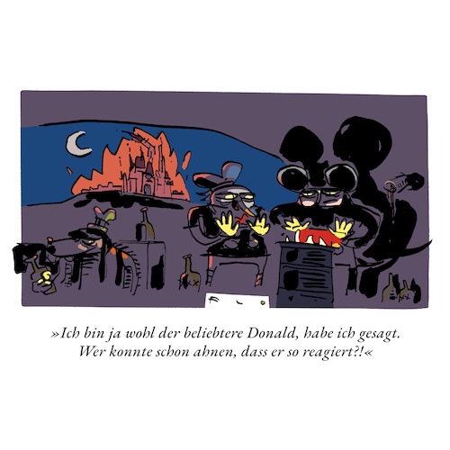Cartoon: Donald (medium) by F L O tagged donald,trump,mickey,mouse,duck,disneyland,disneyworld,feuer,obdachlos,vergeltung,rache,angriff,völkerrecht,donald,trump,mickey,mouse,duck,disneyland,disneyworld,feuer,obdachlos,vergeltung,rache,angriff,völkerrecht