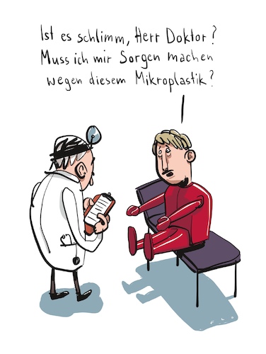 Cartoon: Mikroplastik (medium) by F L O tagged plastik,mikroplastik,untersuchung,arzt,diagnose,plastik,mikroplastik,untersuchung,arzt,diagnose