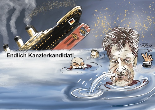 Cartoon: Endlich Kanzlerkandidat! (medium) by Rudissketchbook tagged kanzlerkandidat,die,grünen,robert,habeck,desaster,wirtschaftdkrise,wärmepumpen,autoindustrie,mein,plan,kein