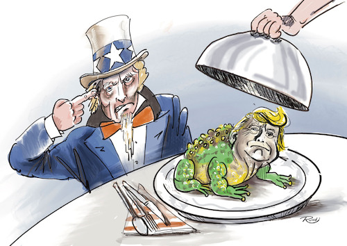 Cartoon: Guten Appetit! (medium) by Rudissketchbook tagged amtseinführung,usa,präsident,montag,trump,wahl,2024