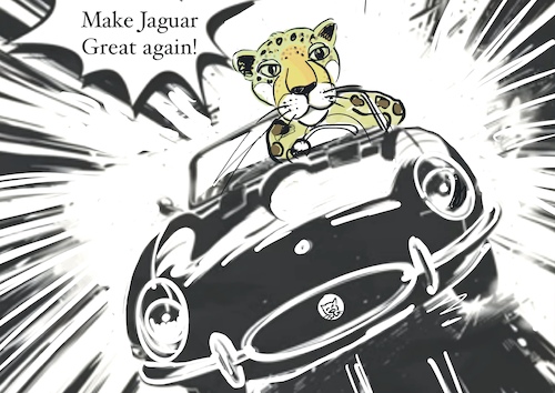 Cartoon: Make Jaguar great again (medium) by Rudissketchbook tagged pkw,jaguar,neuwagen,elektrisch,logo,tata,design