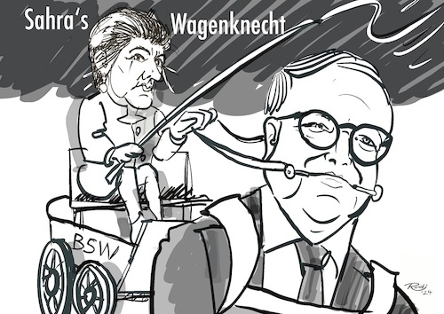 Cartoon: Sahra s Wagenknecht (medium) by Rudissketchbook tagged thüringen,landtag,ministerpräsident,cdu,spd,bsw,brombeerkoalition,erfurt,brandenburg,satire,vorsicht,spaltung,politsatire