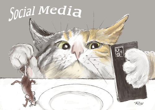 Cartoon: Social Media (medium) by Rudissketchbook tagged social,media,instagram,essen,fotos,moderne,zeiten,katzen,cats,catlover,futter
