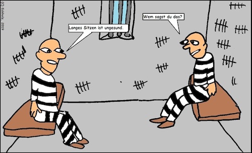 Cartoon: Langes Sitzen... (medium) by Sven1978 tagged sitzen,gefängnisstrafe,männer,haftstrafe,arrest
