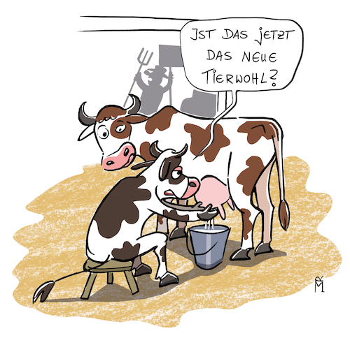 Cartoon: Neues Tierwohl (medium) by Rebecca-Meyer tagged proteste,der,bauern,abbau,steuervergünstigungen,tierwohl,siegel,initiative,tierwohlkriterien,mindestanforderungen,gütesiegel,tiergerechte,bedingungen,tierhaltung,tiertransporten,zusätzliches,organisches,beschäftigungsmateria,gentechnik,verboten,stallhaltung,mit,außenklimareizen,auslauf,vorgeschrieben,antibiotika,tierschutzorganisationen,verbraucherschützern,haltungsformkennzeichnung,stufe,rot,plus,blau,außenklima,orange,premium,grün,proteste,der,bauern,abbau,steuervergünstigungen,tierwohl,siegel,initiative,tierwohlkriterien,mindestanforderungen,gütesiegel,tiergerechte,bedingungen,tierhaltung,tiertransporte,organisches,beschäftigungsmaterial,gentechnik,verboten,stallhaltung,außenklima,auslauf,vorgeschrieben,antibiotika,tierschutzorganisationen,verbraucherschützern,haltungsformkennzeichnung,stufe,rot,plus,blau,orange,premium,grün