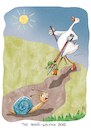 Cartoon: Nordic Walking (small) by Rebecca-Meyer tagged nordic,walking,gans,schnecke,dynamisch,gehen,fatal,mörderisch,verzweifelt