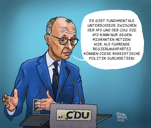 Cartoon: Abgrenzung (medium) by Karl Berger tagged cdu,afd,migration,merz,cdu,afd,migration,merz