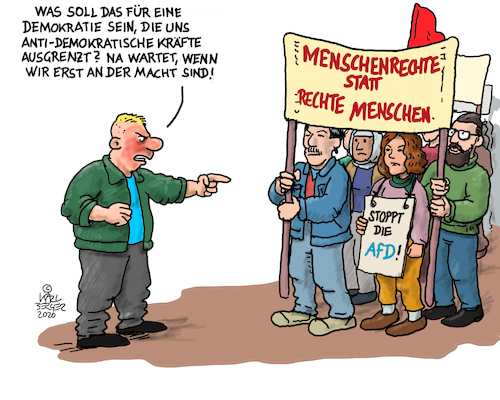 Cartoon: Demokratie? (medium) by Karl Berger tagged afd,fpö,demokratie,rechtsextreme,rache,afd,fpö,demokratie,rechtsextreme,rache