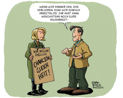 Cartoon: Hausarbeit (medium) by Karl Berger tagged gleichberechtigung,gleichheit,feminismus,patriarchat,gleichheit,feminismus,patriarchat